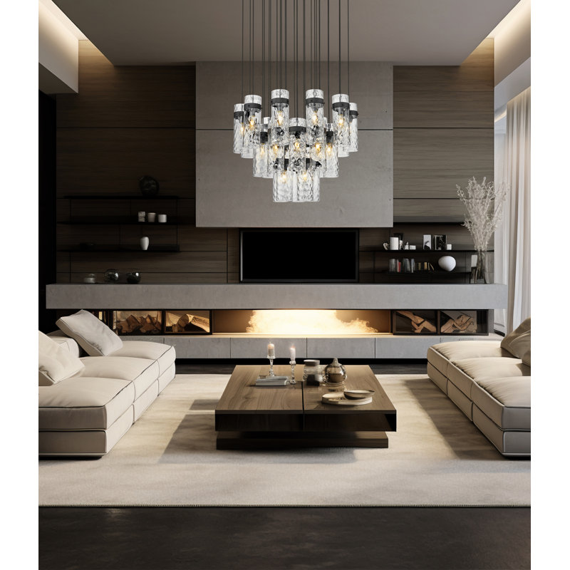 Geiser 28 Light Chandelier, Matte Black