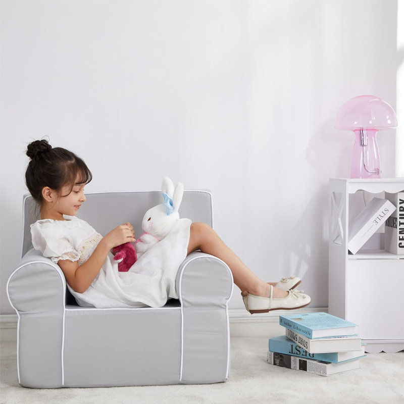Everywhere Foam Armchair With Carry Handle, Gray Polyester