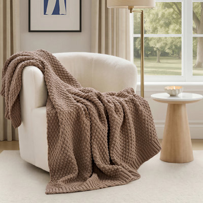 Chunky Chenille Knit Throw Blanket