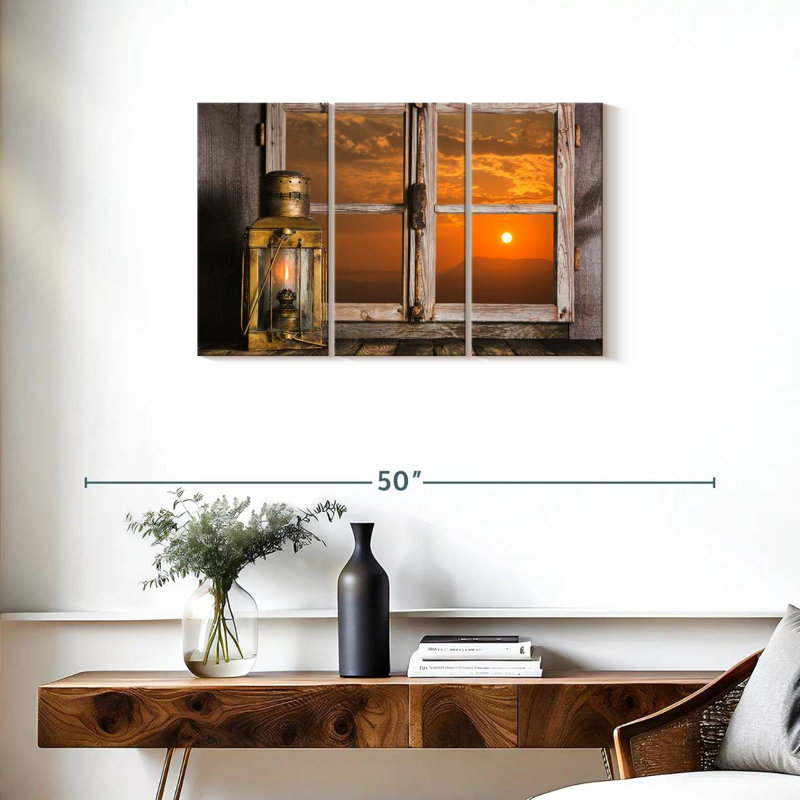 Senne Copper Lantern By The Window, 20" H x 33" W