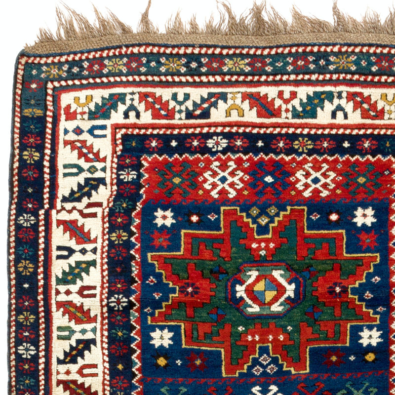 Tapis Karabagh Kazak antique avec étoiles Lesghi, Ca. 1890