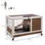 Rabbit Cages Guinea Pig Hutch with Roof & Wheels No-Leak Tray Brown