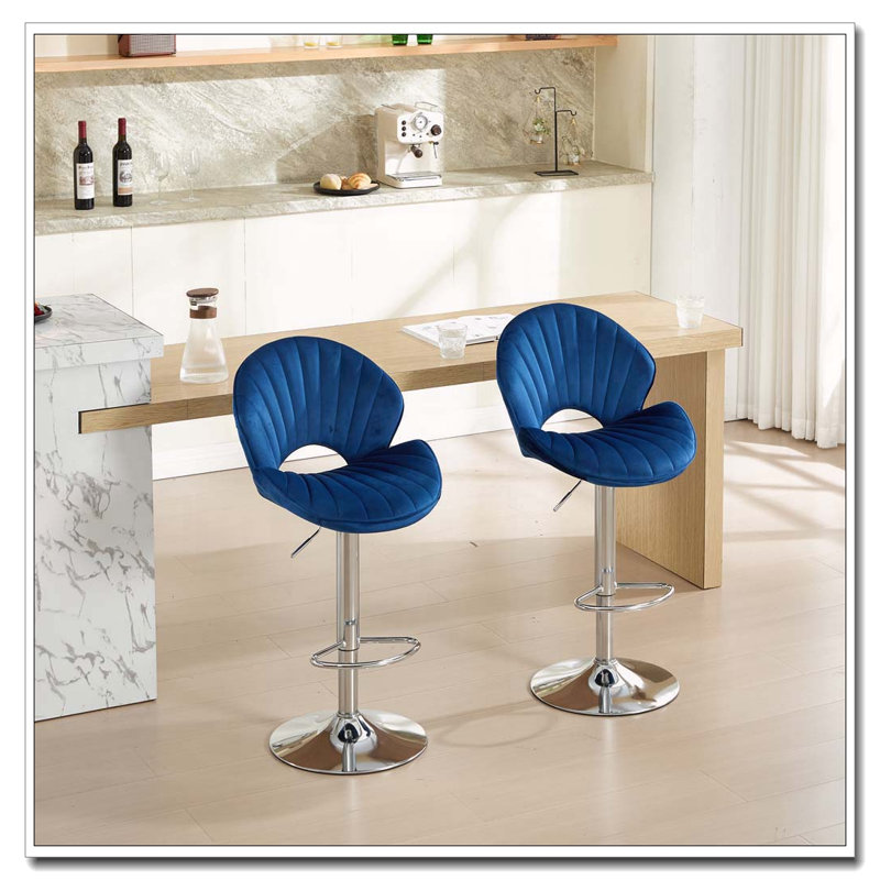 Ensemble de tabourets de bar réglables avec dossier et repose-pieds, Marine
