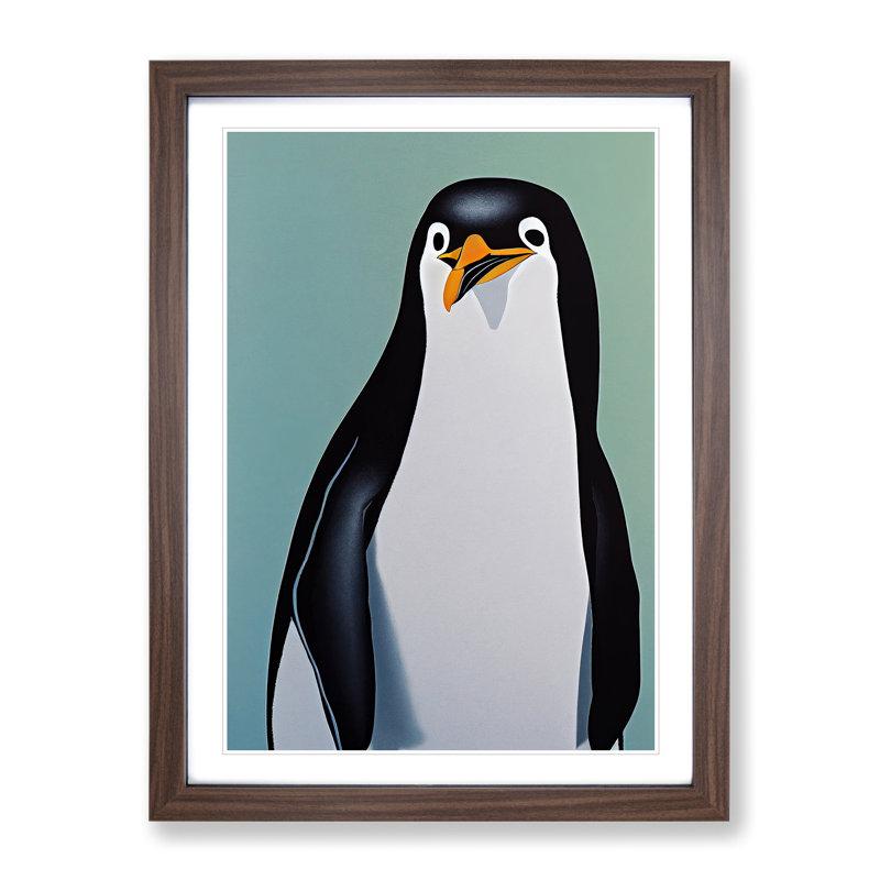 Awesome Penguin - Single Picture Frame Print, 64cm H x 46cm W x 2cm D, Walnut Framed