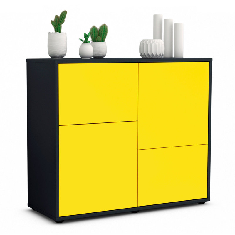 Ramona 92cm Sideboard, Charcoal/Yellow