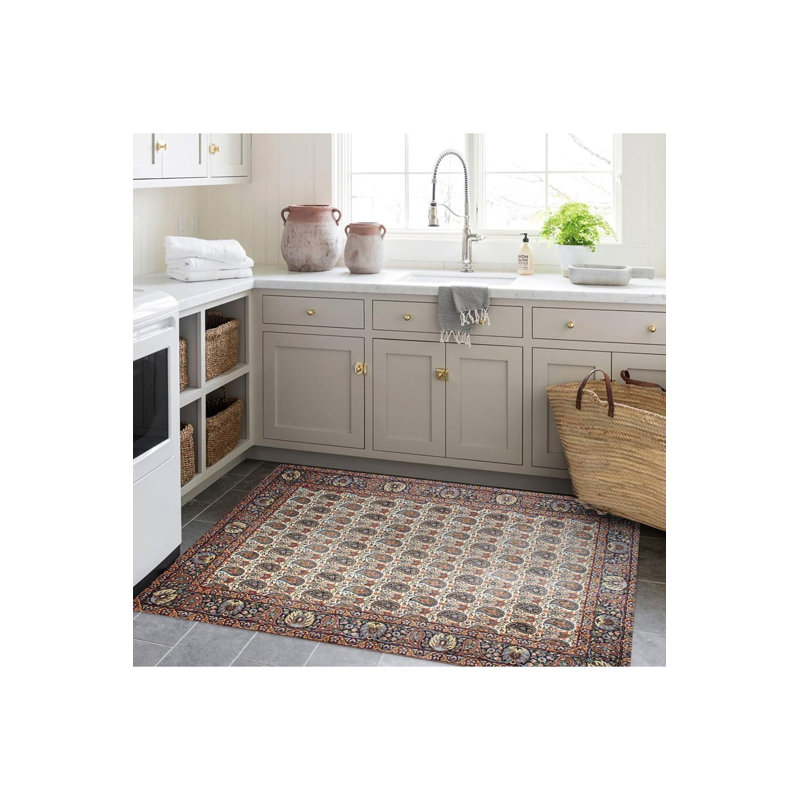 Tapis décoratif lavable à la machine moderne multicolore, Rectangle 3 pi 11 po x 5 pi 11 po