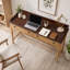 Bureau d'écriture en bois UNASTA avec 2 tiroirs à fermeture en douceur et pieds de canette tournés