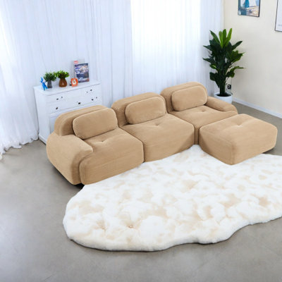 Ergonomic Corduroy Sofas, No Assembly Needed, Modern Design For Living Room