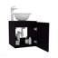Meuble-lavabo flottant à une porte, avec lavabo vasque et une tablette, rangement de salle de bain, noir-1048219184