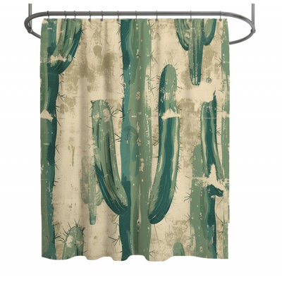 Rideau de douche Cactus - Décoration de salle de bain rustique
