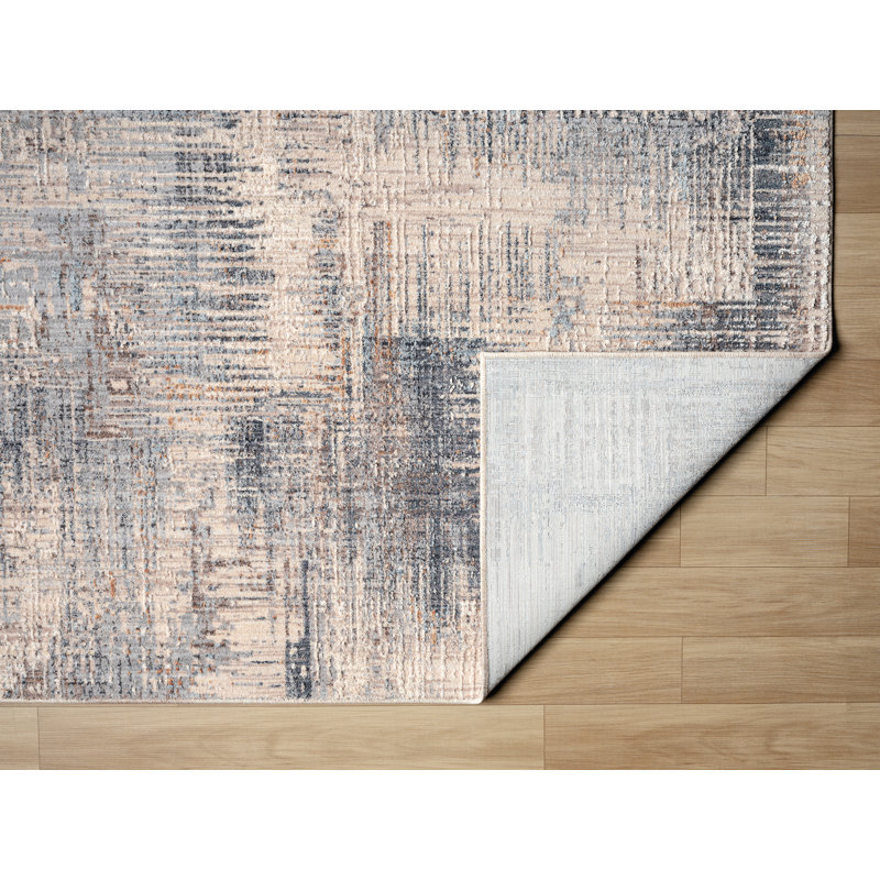 Canvas Mayflower – Modern Blue Abstract Rug with Brushed Texture, Round 7'11"
