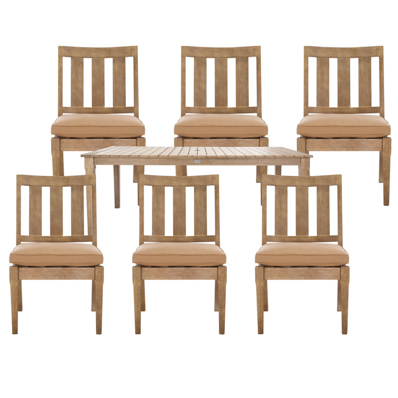Samya Teak 6 Person 81" Outdoor Dining Set, Brown