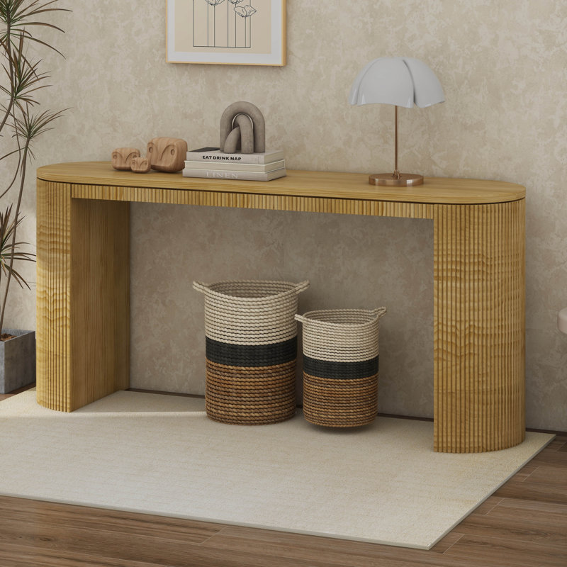 Console incurvée à rayures verticales uniques, Naturel