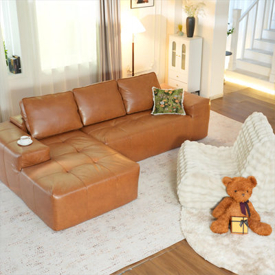 Seren 3-piece No-assembly Living Room Set, Plush Corduroy Modern Sectional Sofa With Bean Bag Chair by Mercer41