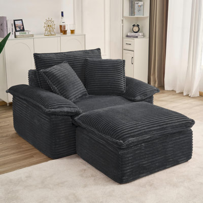 Chaise longue avec repose-pieds et repose-pieds Corduroy