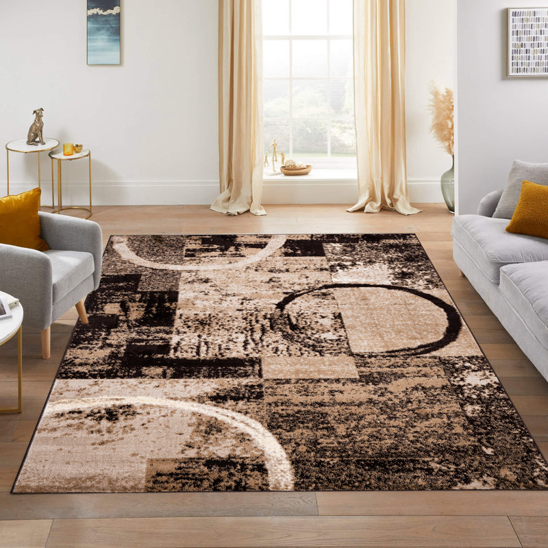 Abstract Area Rug, Brown, Rectangle 80 x 150 cm
