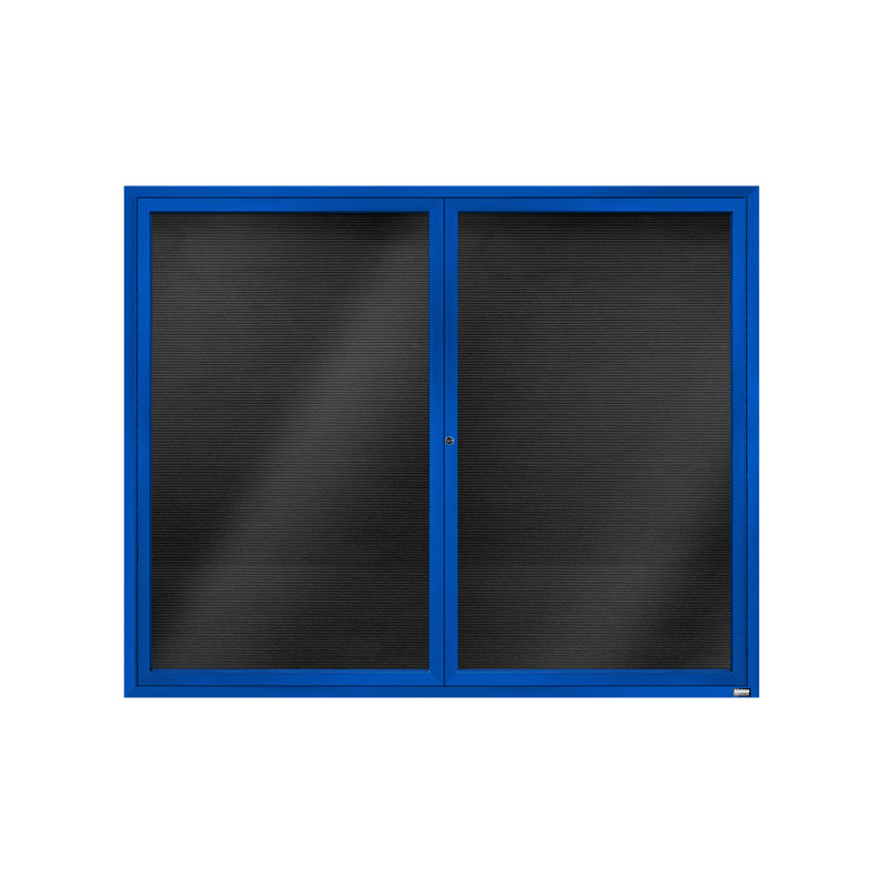 Tableau d'affichage mural fermé pour armoire d'annuaire, Bleu thermolaqué, Deux, H 48 po x l 60 po