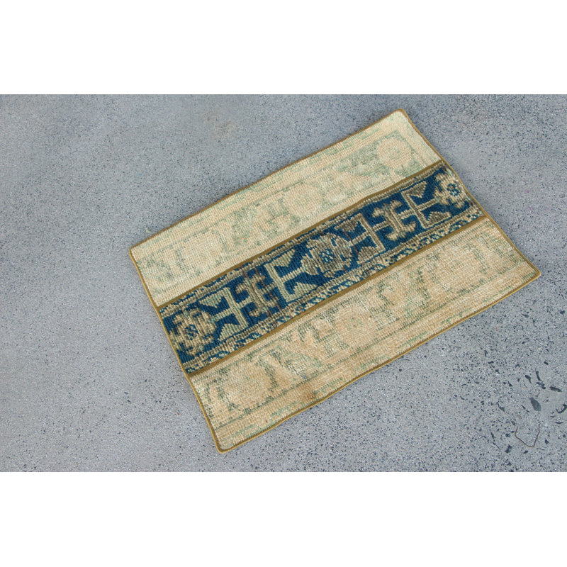 Beige Turkish Small Patchwork Rug Ideal for Home Decor and Entryway from Authentic Anatolian Collection