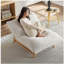 Canapé d'appoint sans accoudoirs, canapé simple décontracté, tissu velours côtelé, pour le salon et la chambre à coucher, avec dossier, siège simple, blanc cassé