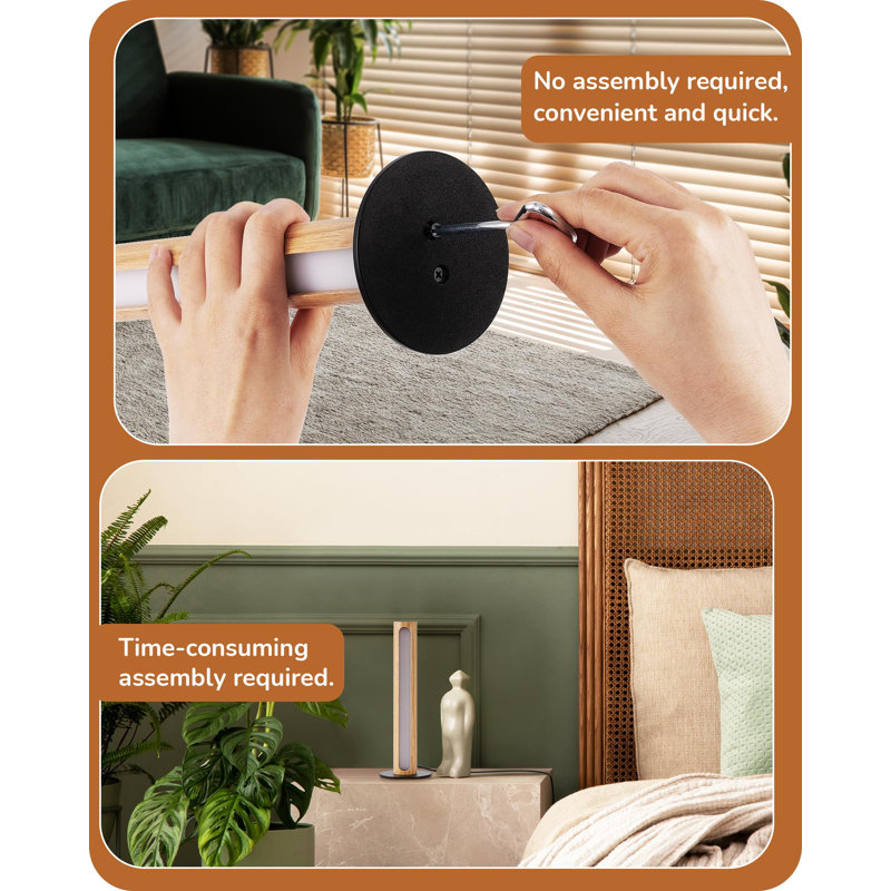 27CM Wood Dimmable Table Lamp with Touch Control