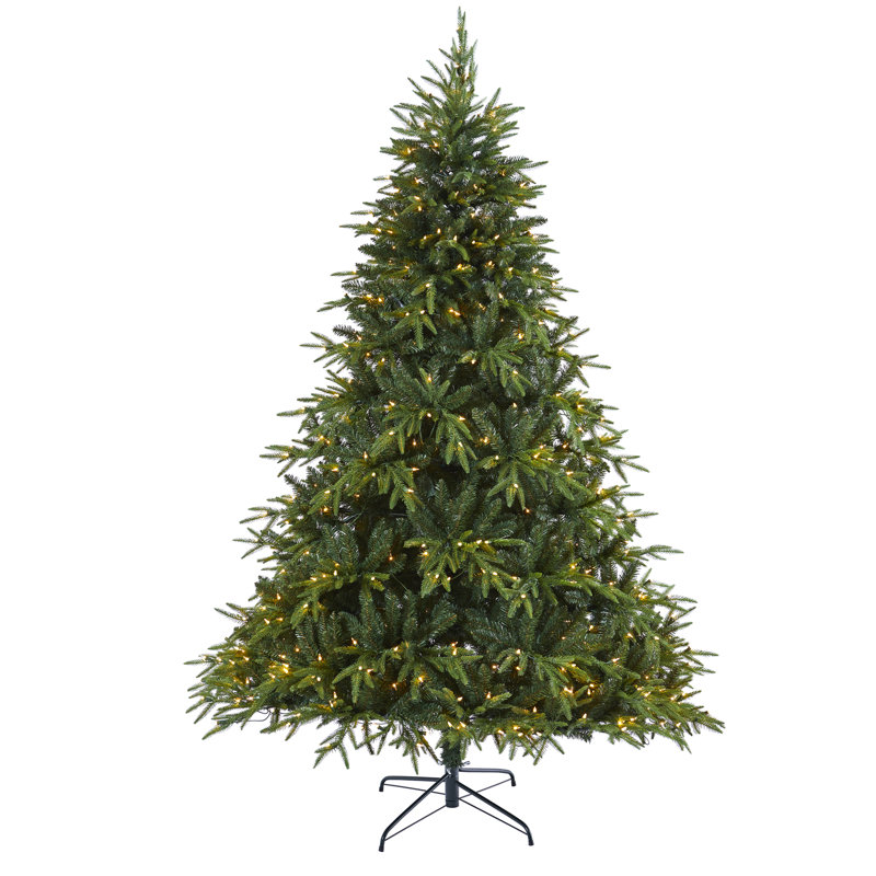 Green Lighted Artificial Fir Christmas Tree, 7' H