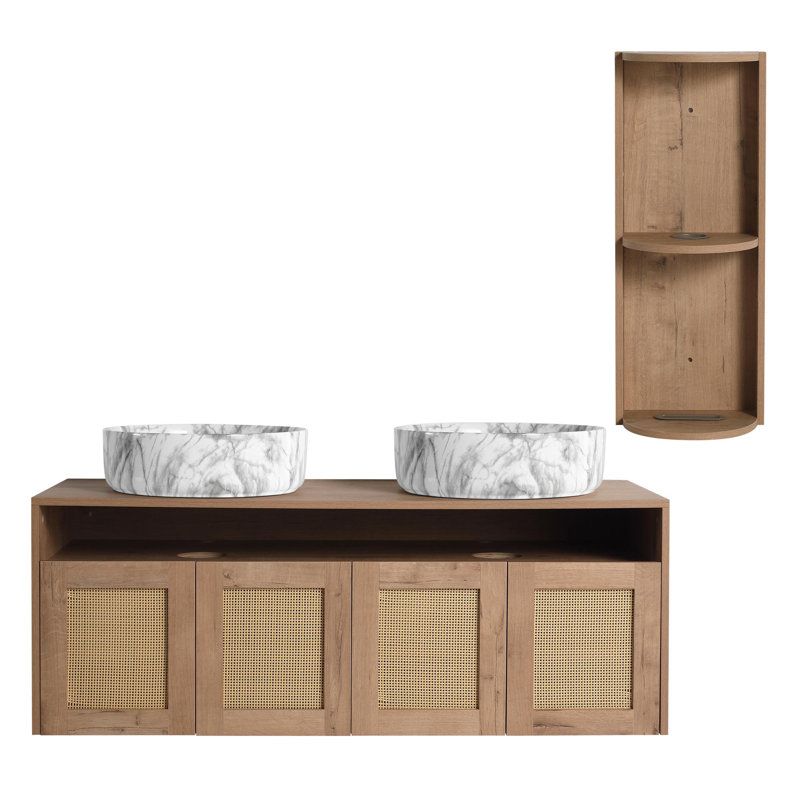 Meuble-lavabo de salle de bain avec lavabo en céramique, 47"