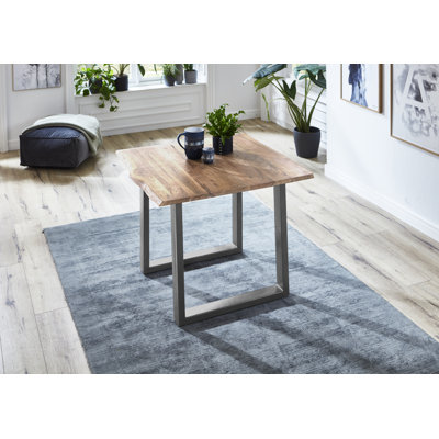 Brierley Acacia Square Wood Top Dining Table with Iron Base