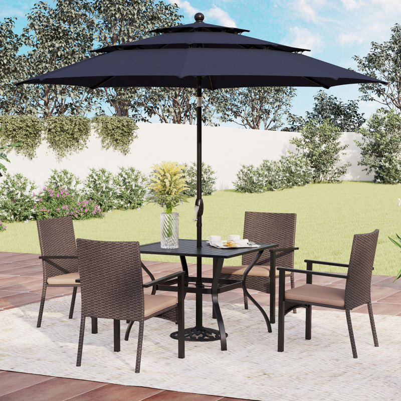 4 - Person Patio Dining Set with, Yes, Dark Blue