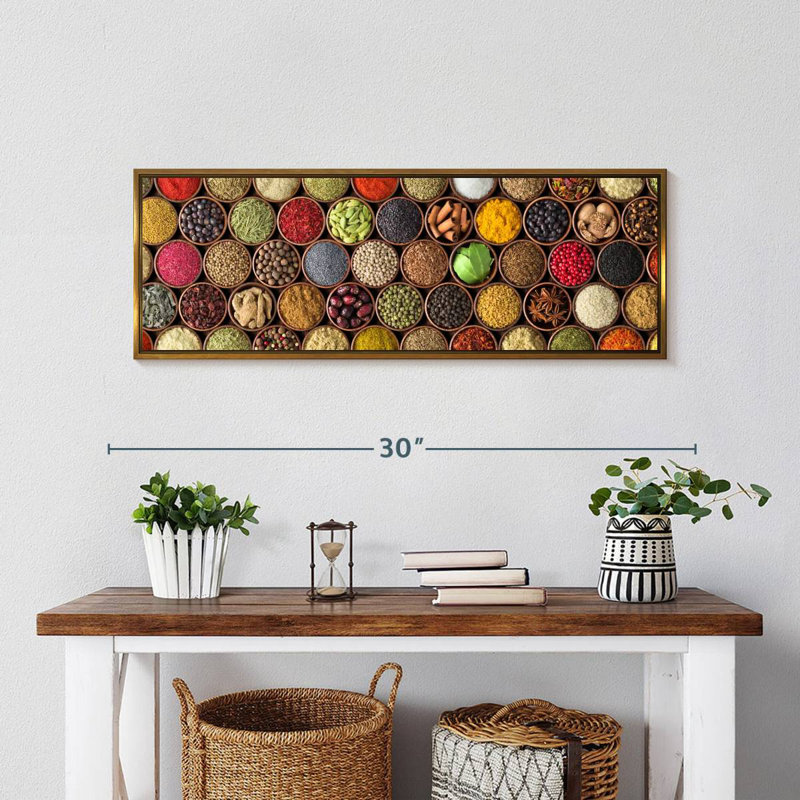 Épice de toutes sortes, Cadre flottant doré, 28 po x 10 po