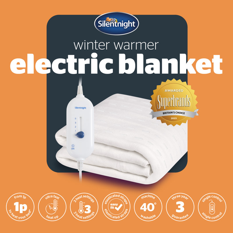 Silentnight Winter Warmer Electric Blanket - Ultra Fast Heat up with Heat Safe, Super King