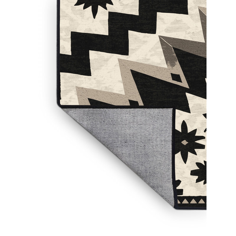 Tapis gris bohème lavable à la machine Pauleta, 5 x 7