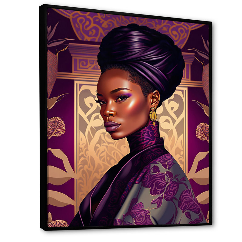 «Cloer Gorgeous African Queen In Retro Colors II», reproduction sur toile, H 32 po x l 24 po x P 1 po, Cadre flottant noir