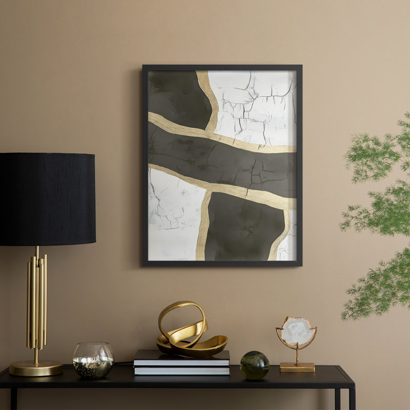 «Abstract XV», reproduction encadrée - prête à être accrochée, H 14 po x l 11 po, Noir