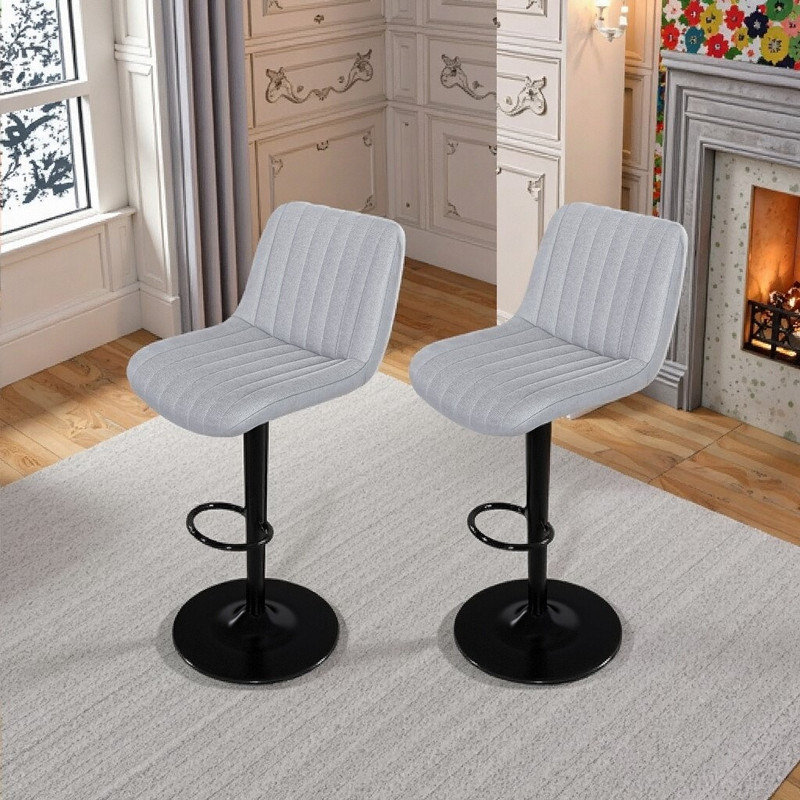 Adjustable Height Swivel Bar Stools With Backrest Soft Knit Fabric Seat Set Of 2 For Kitchen Island Bar Counter And Dining