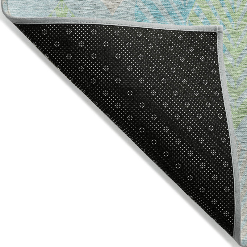 Tapis intérieur / extérieur lavable floral bleu sarcelle 9 pi x 12 pi HomeRoots