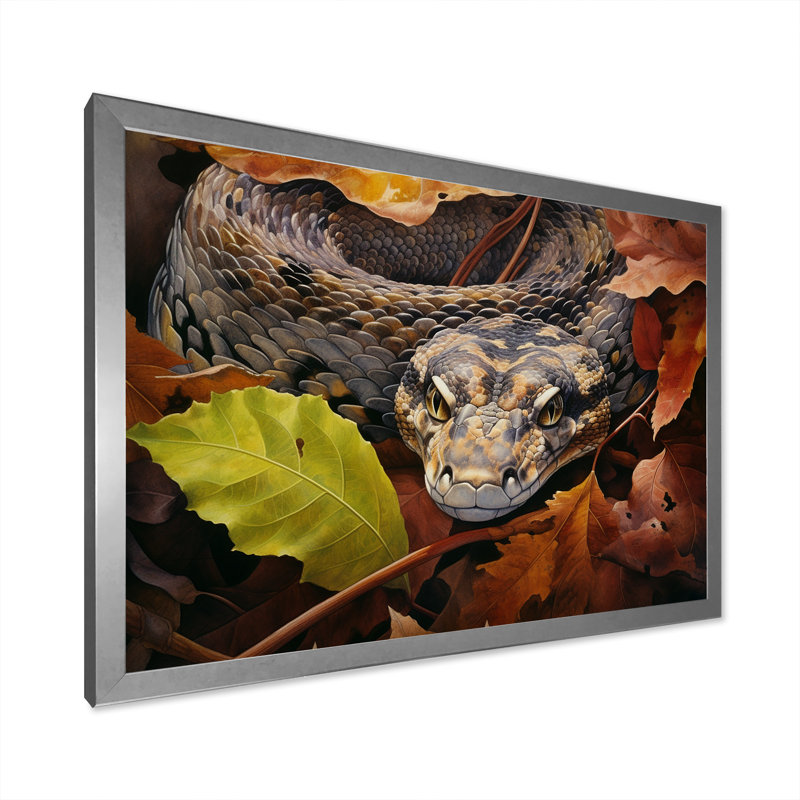 «Foliage Slytherin Autumn Snakes», reproduction sur toile, Cadre simple argenté, H 34 po x l 44 po x P 1,5 po