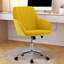 Chaise de bureau Ty avec coussin de soutien, base or brillant, velours d'apparence jaune vif dans un jaune éclatant, offrant une base confortable