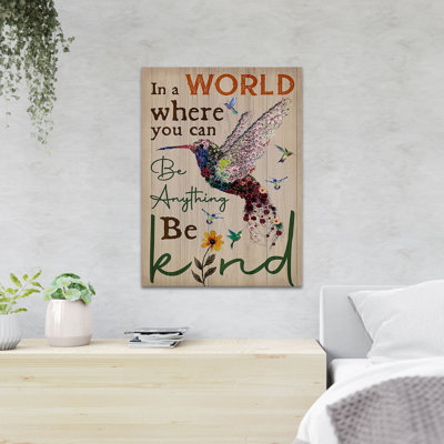 Un oiseau coloré - Dans un monde où vous pouvez être n'importe quoi - 1 pièce, reproduction d'art graphique sur toile tendue