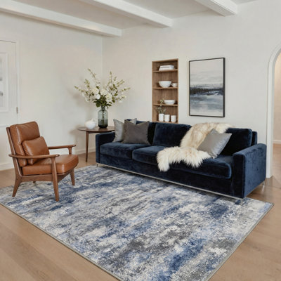 Tapis blanc / gris / bleu Comeau Aura