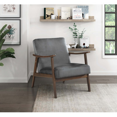 Fauteuil d'appoint de style Mid-Century moderne avec revêtement en velours et coussins en mousse haute résilience
