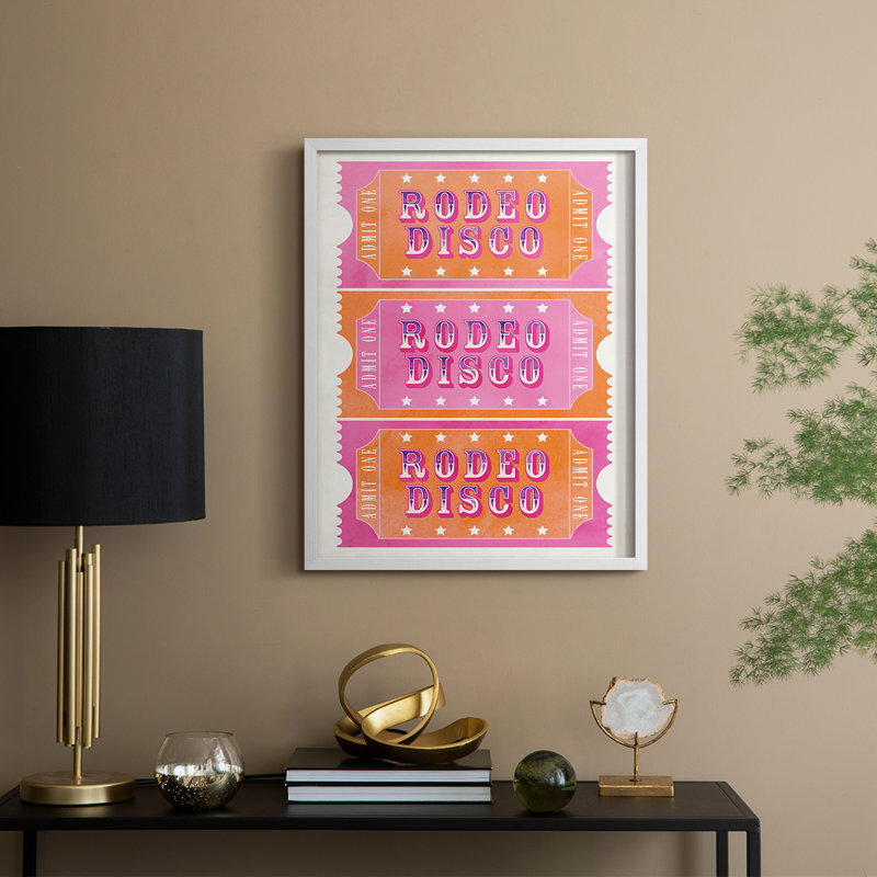 Rodeo Disco Framed Print - Solid Wood, 30" H x 24" W, White