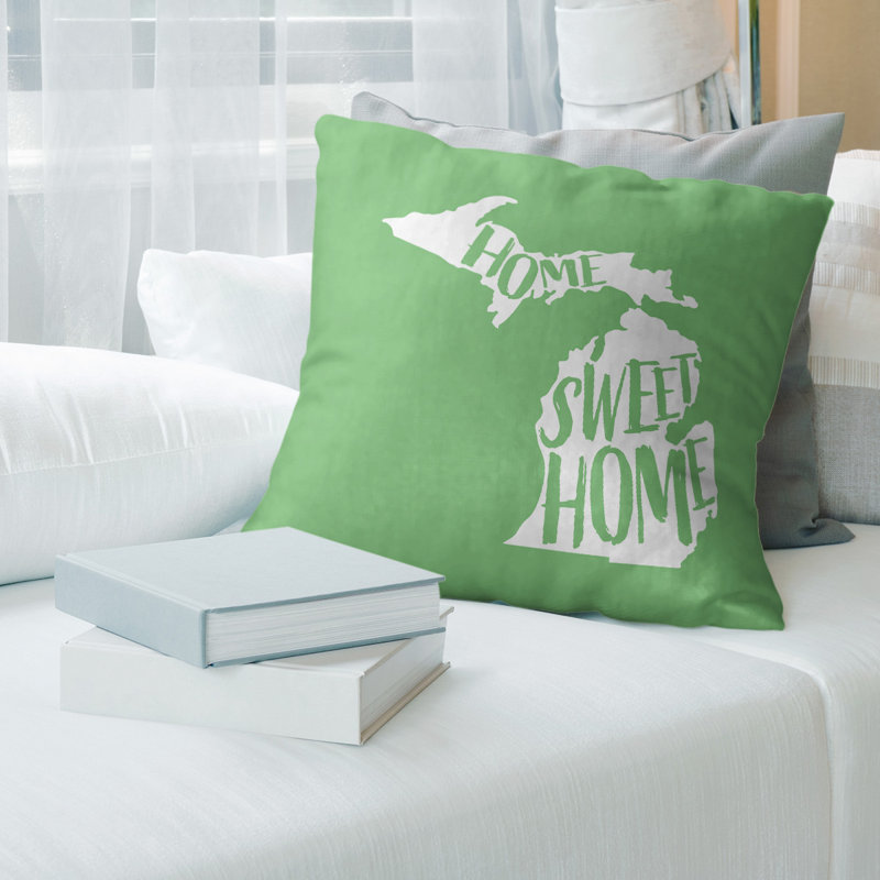 Reversible Throw Pillow, 14" x 14", Green