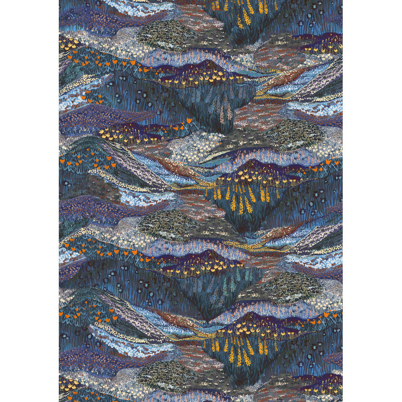 Papier peint texturé Lilas, Bleu
