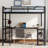 Metal Loft Bed with Desk and Shelves, Loft Bed Frame for Bedroom-707123269-716877263