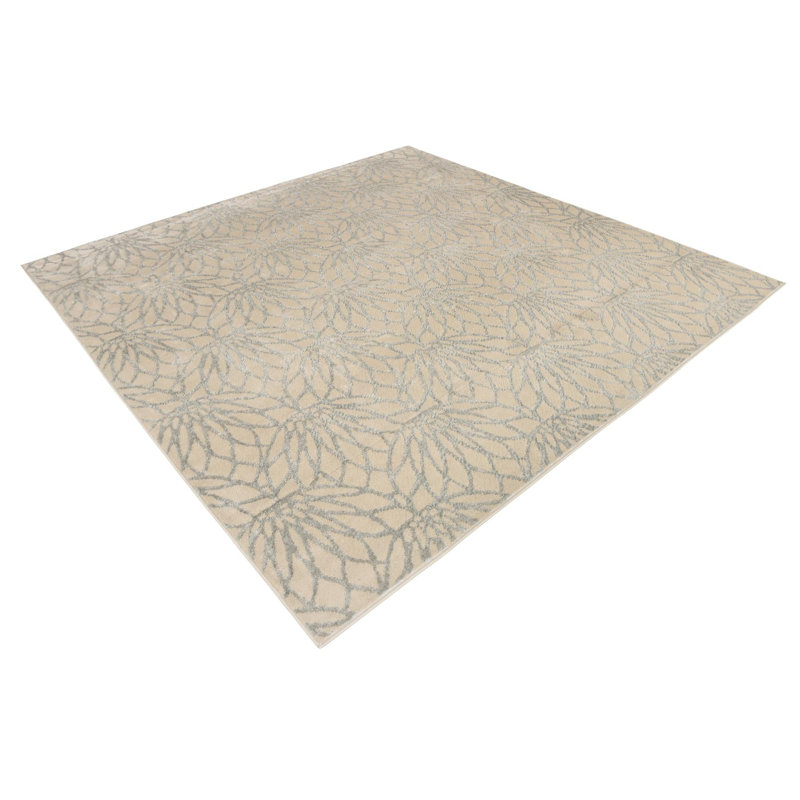 Tapis contemporain blanc cassé Alyciana, Carré 7 pi 10 po x 7 pi 10 po