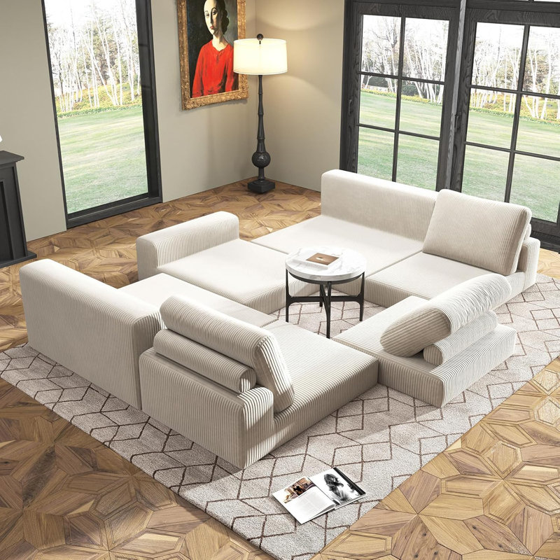 Canapé modulaire à compression Cloud, siège rembourré à siège profond moderne pour le salon, la chambre à coucher, aucun assemblage requis, tissu en velours côtelé, configurations flexibles