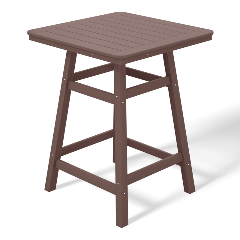 Laguna Square Outdoor Bar Table With Umbrella Hole , 30.8'' in. W 30.8'' in. D, Dark Brown