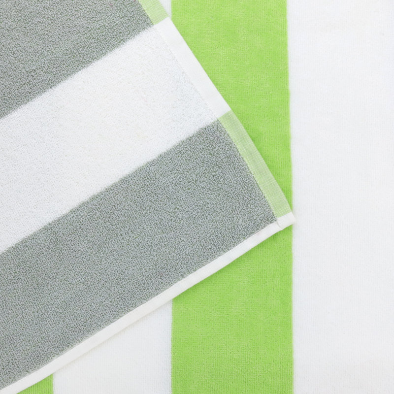 Ensemble de 2 serviettes de plage 100% coton, Gris/vert