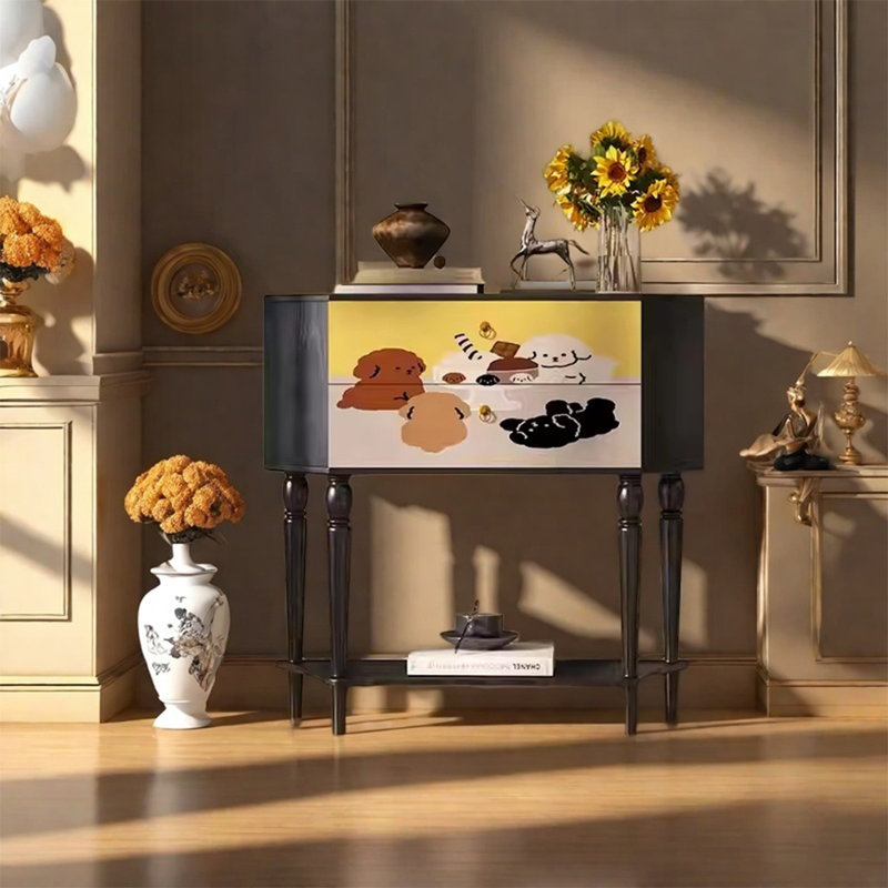 Armoire de rangement élégante avec cadre en bois de pin, Noir, noir, noir, noir