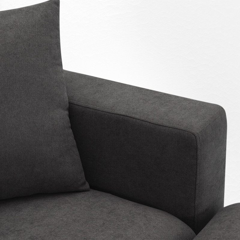 Ensemble de canapé modulaire moderne en L avec 2 coussins gratuits, Mélange de polyester gris aube